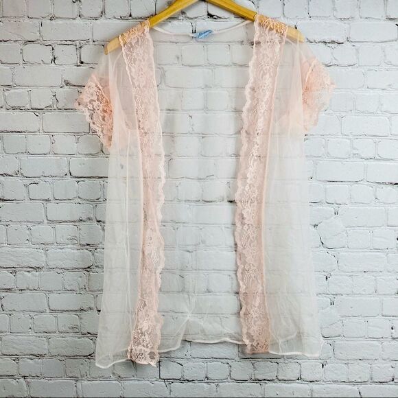 VTG 60s Stardust Sheer Peignoir Robe Cover Up - Picture 5 of 10